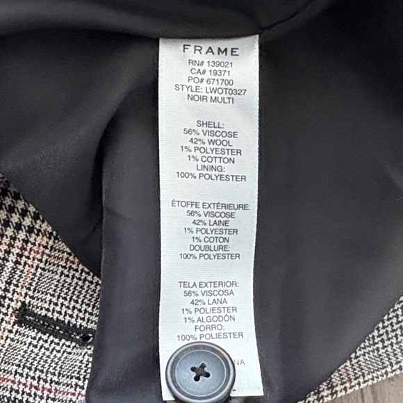 FRAME PLAID DOUBLE BREASTED BLAZER WOMENS LARGE - Picture 8 of 8